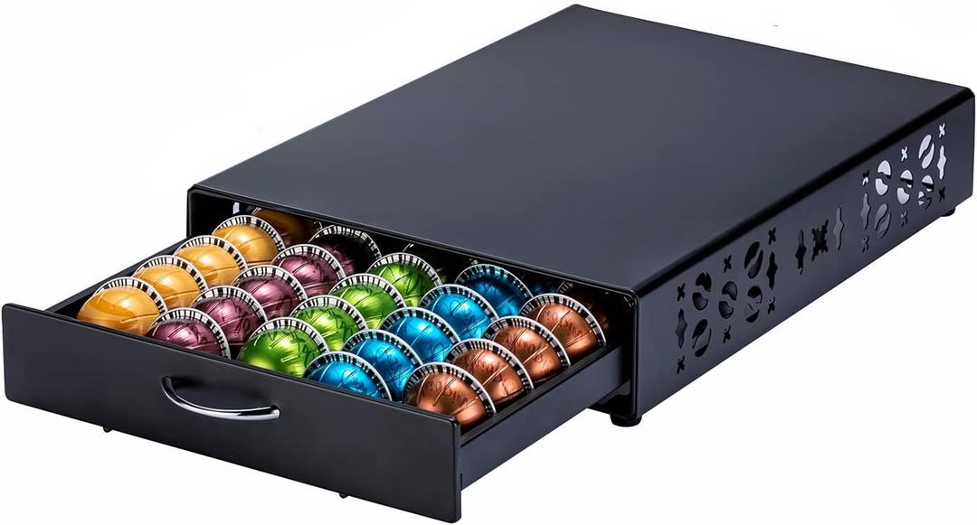 for Nespresso Pods Holder Vertuo Pod Holder for Vertuoline Capsules 50 pods (Black2)