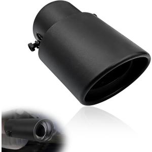 Stainless Steel Car Exhaust Tip, 2.5" Inlet 3.3" Outlet, Steel Exhaust Tips, Universal Car Exhaust Pipe Modification Tail Throat Tail Pipe, Fit for Most Cars (Straight, Black)