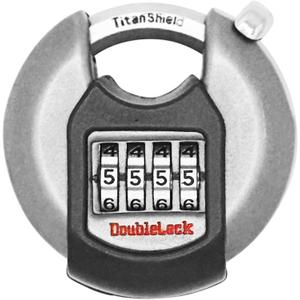 DoubleLock Crab Discus Combination Lock, Hardened Steel Round Padlock, Weather Resistant Resettable Combo Lock for Trailer, Gate, Storage Unit and Locker, 0.37 Inch Shackle, Strong Rated