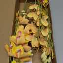 IPOPU Yellow 5 Pcs Artificial Orchids That Look Real Real Touch Latex Orchid Fake Flowers for Living Room Bathroom Kitchen Wedding and Engagement Centerpiece Arrangement