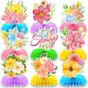 Flowers Honeycomb Centerpieces for Tables Decorations, 9 Pack Hello Spring Pink Flowers Table Centerpieces for Dinning Room Classroom Birthday Party Baby Shower Bridal Bachelorette Party Favors Pack Of 2