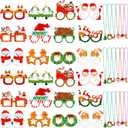 2 x 42 Pcs Christmas Paper Eyeglasses and Tree Bead Necklace Christmas Glasses for Photo Props Holiday Gift