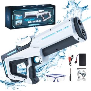 Skirfy Electric Water Guns for Adults Kids, Automatic Water Gun with Waterproof Design & 25-32Ft Shooting Range, Battery Powered Squirt Gun, Pool Beach Outdoor Party Toys for Kids Ages 8-12 (White)