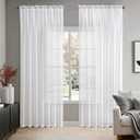 MIULEE 2 Panels Solid Color White Sheer Window Curtains Elegant Window Voile Panels/Draperies/Treatment for Bedroom Living Room (70 X 96 Inches White)