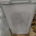 60L Slim Laundry Hamper, Clothes Basket, Lid, Ventilated, Plastic, Set of 2, White
