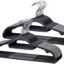 30 Pack Non-Slip Clothes Hangers with Tie Rack, Thin Space-Saving Coat Hangers  Heavy Duty Plastic Clothes Hangers for Suit, Shirts, Pants, Dorms & Home Organization, Black and Dark Gray
