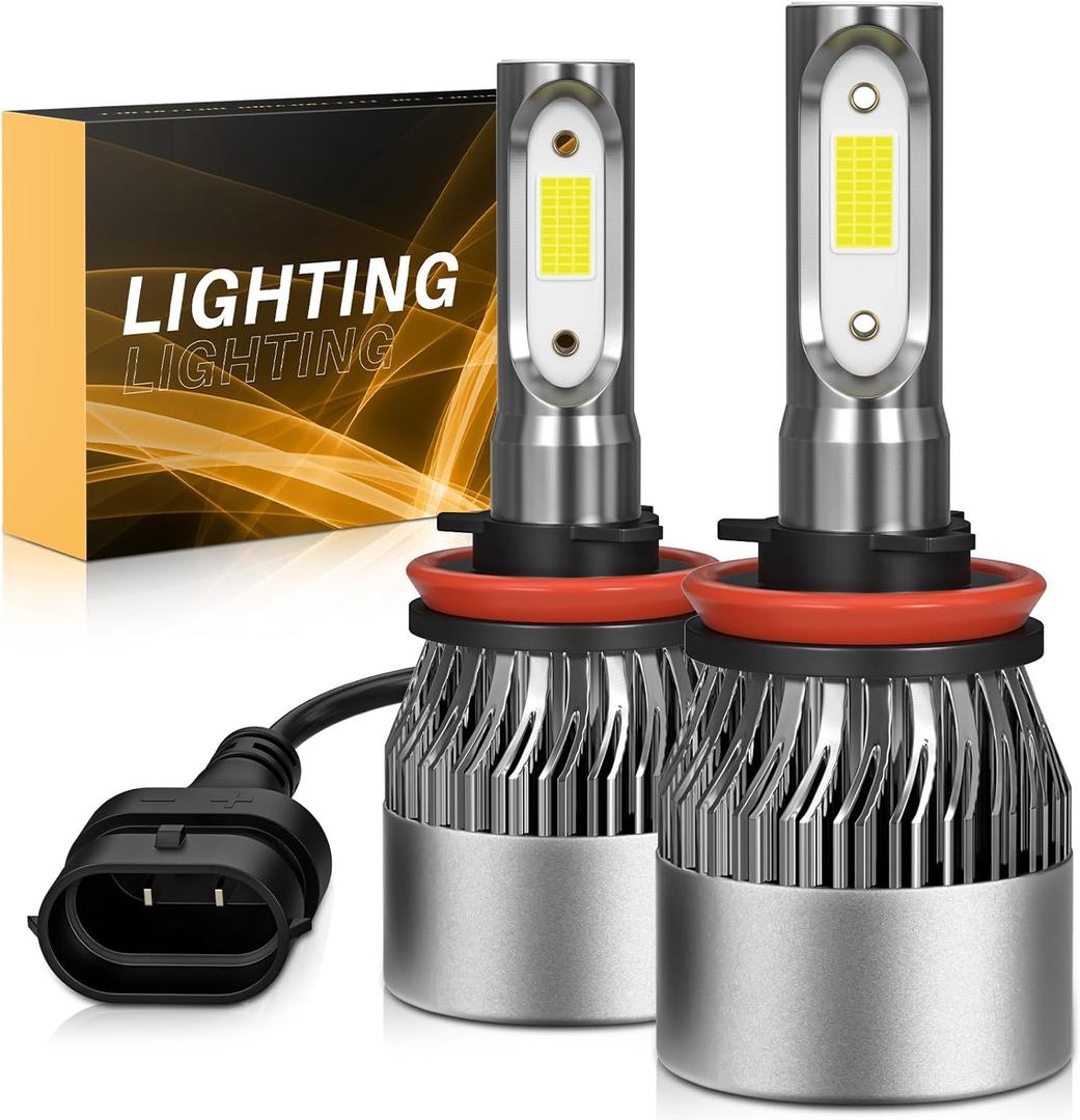 Bulb 6500K Cool White 60000LM 900% Brighter, 1:1 Beam Plug and Play IP68 Waterproof Off-Road Lights, Pack of 2