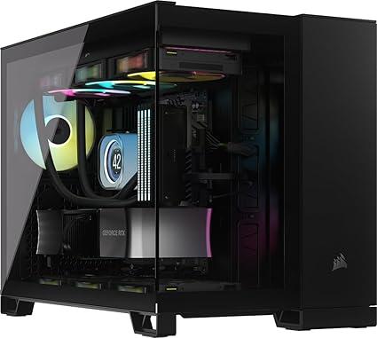 CORSAIR iCUE LINK 2500X RGB Small-Tower mATX Dual Chamber PC Case – Panoramic Tempered Glass – Reverse Connection Motherboard Compatible – 2x CORSAIR RX120 RGB Fans Included – Black