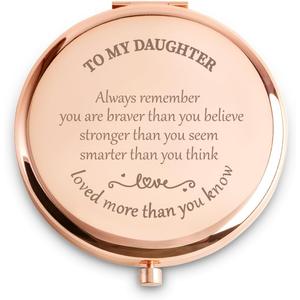 Daughter Gifts from Mom Dad, Personalized Gift for Daughter, Custom Compact Mirror for Birthday, Graduation, Mothers Day, Basket Stuffers (Always Remember - Niece)