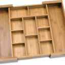 Lipper International 8882 Bamboo Wood Expandable to 18-3/4" Flatware Drawer Organizer with Removable Dividers