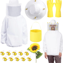 Halloween Beekeeper Costume Include Beekeeper Jacket,Wool Felt Bees,Gloves,Felt Bucket,Sunflower for Bee Party Cosplay L
