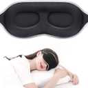 MZOO Luxury Sleep Mask for Back, Side Sleeper, Complete Light Blocking Sleeping Eye Mask Night Blindfold, 3D Zero Pressure & Spacious for Lash Extensions, Breathable Soft Eye Cover Flight Nap Travel, N-black (Silver Edge)