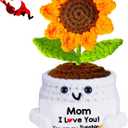 Christmas Birthday Gifts for Mom from Daughter Son, Handmade Crochet Sunflower Valentines Day Gifts for Mom, I Love You Stocking Stuffers for Moms Step Mama Mothers in Law, Small Cute Romantic Gift