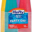Hefty Easy Grip Disposable Plastic Party Cups, 16 Oz, Assorted Colors, 100/pack, 4 Packs/carton