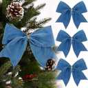 Janinka 12 Pcs Dusty Blue Christmas Velvet Bows 6 Inch Rustic Wreath Gift Bows Vintage Xmas Velvet Ribbon Bow Ornaments for Xmas Farmhouse Tree Garland DIY Craft Wrapping Decorative
