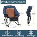 400lbs Rocking Camping Chair, Oversized Heavy Duty XL Folding Rocker for Adults, Padded High Back Big & Tall Support, with Cup Holders & Carry Bag for RV, Lawn, Patio & Sports