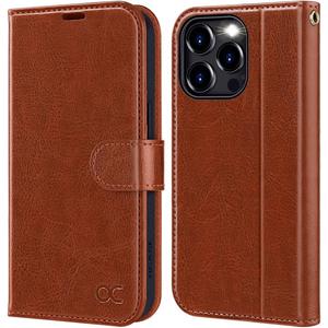 OCASE Compatible with iPhone 15 Pro Wallet Case, PU Leather Flip Folio Case with Card Holders RFID Blocking Kickstand [Shockproof TPU Inner Shell] Phone Cover 6.1 Inch 2023, Brown