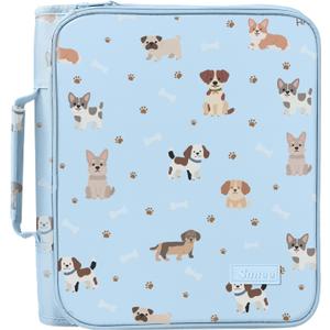 SUNEE Zippered Binder Bag with Handle, 2-Inch 3-Ring O-Ring, 500-Sheet Capacity, Includes Zip Pocket, 5-Tab Expanding File Folder, Multi-Pocket Organizer Binder for Middle School, Blue Dog
