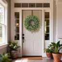 26" Artificial Eucalyptus Wreath with Baby's Breath for Front Door - Faux Eucalyptus Leaves, Fake Spring/Summer Greenery Flowers Wreath for Porch, Farmhouse, Wall, Window Outdoor Decor(White-Green)