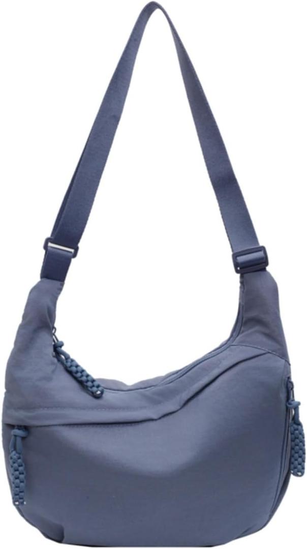 Crossbody Nylon Crescent Bag for Women - Lightweight Small Hobo With 2 Pack Inner Dumpling Bag - Casual (J-blue)