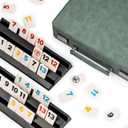 Rummy Game Set, 2-4 Players with 106 Rummy Tiles and 4 Racks, Rummy Travel Game Set with Faux Leather Case, Fun Family Classic Board Games (Green)