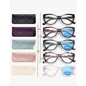 Gaoye 3 Pack Bifocal Readers+ 2 Pack Reading Glasses Women Oversized Cat Eye Magnifying Blue Light Blocking Computer Readers
