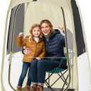 Sportneer XL Clear Pop Up Sports Tent, 46" L x 46" W x 63.5" H Spacious Outdoor TPU Shelter for 1 Adult & 1 Child, Warm All-Weather Bubble Pod with Instant Setup, Wind & Rain Guard for Spectators (Beige)