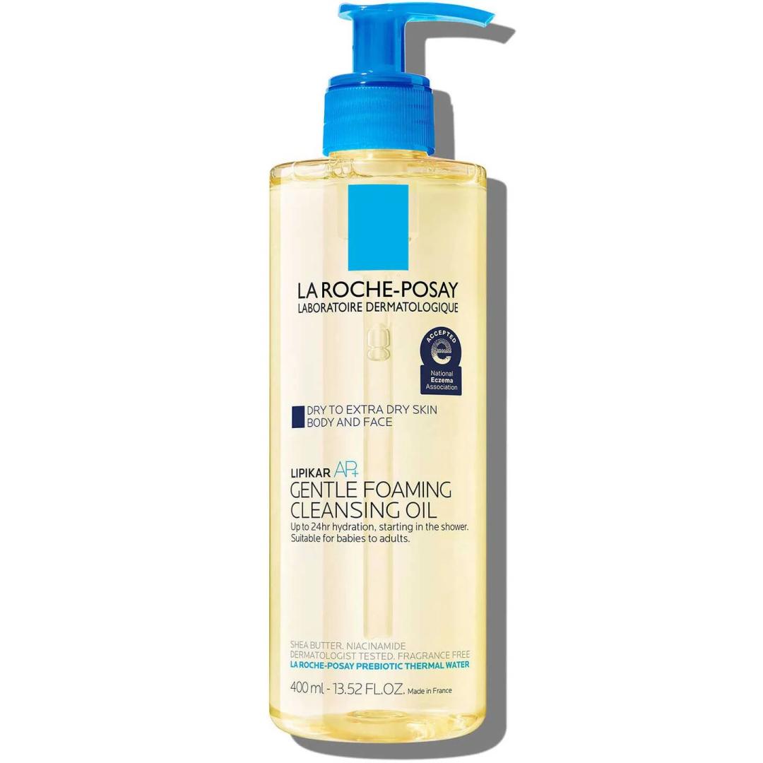La RochePosay Lipikar AP+ Gentle Foaming Cleansing Oil, Gentle Oil Cleanser for Face and Body Formulated with Niacinamide, LongLasting 24hour Hydration, FragranceFree & Soap Free