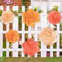 Aneco 6 Pieces Large Paper Artificial Flowers 3D Crepe Tissue Flower Wall Decor for Wedding Birthday Bachelorette Bridal Shower Backdrop Table Centerpieces Party Supplies, Peach Pink, Ivory