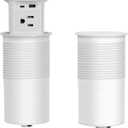 Smart Retractable Power Outlet, 15W Wireless Charging, IP54 Waterproof, 4 Sided Outlets with U-C/A, Kitchen Island/Office Desk Charging Station,White