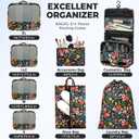 BAGAIL 9 Set Packing Cubes with Packing List Luggage Packing Organizers for Travel Accessories (Black Floral)