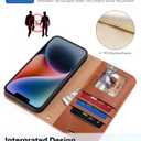 OCASE for iPhone 14 Case Detachable Wallet Case with Card Holder, 2 in 1 Pu Leather Flip Folio with RFID Blocking Stand Wrist Strap Shockproof Phone Cover 6.1 Inch, Brown