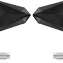 Motorcycle Bar End Mirrors Fit for 7/8'' 22mm Handlebar, CNC Motorcycle Mirror Blue Lens Universal Replacement for Street Bike Dirt Bike Atv Scooter Cruiser Snowmobile-Black