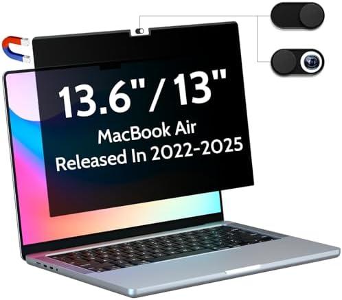 Peslv Magnetic Privacy Screen for Macbook Air 13.6/13 Inch (2022-2025, M2, M3, M4), Removable Matte Anti Glare Blue Light Protector Private Security Filter for 13.6inch Mac Laptop Computer