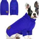 cyeollo Dog Sweater Pullover Turtleneck for Dogs, Classic Knitwear Fall Winter Cold Weather Doggie Clothes Warm Pet Apparel Small Medium Large Dog Sweaters, Royal Blue M