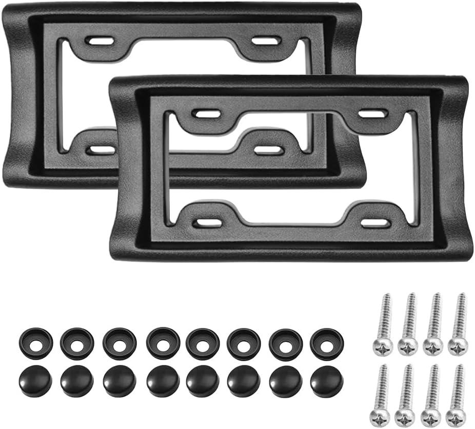 Car License Plate Bumper Guard, 2PCS 2.3" Thick Vehicle License Plate Frame Holder with Mounting Hardware, Automotive Tag Frame Bumper Protector, Universal for SUV Sedan Lorry
