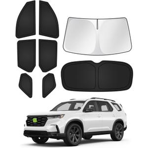Canvcle Sunshades for 2023-2025 2026 Honda Pilot Accessories Windshield Sun Shade Side Rear Window Shade Cover Sun Visor Shield Privacy Protection Keep Vehicle Cool Black 8PCS