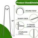 AAGUT 12 Inch Garden Stakes 50 PCS Fence Ground Stake Heavy Duty Yard Landscape Staples Galvanized Tent Spikes 11 Ga Lawn Pins for Dog Fencing, Drip Irrigation Hose, Weed Barrier Fabric, Chicken Wire