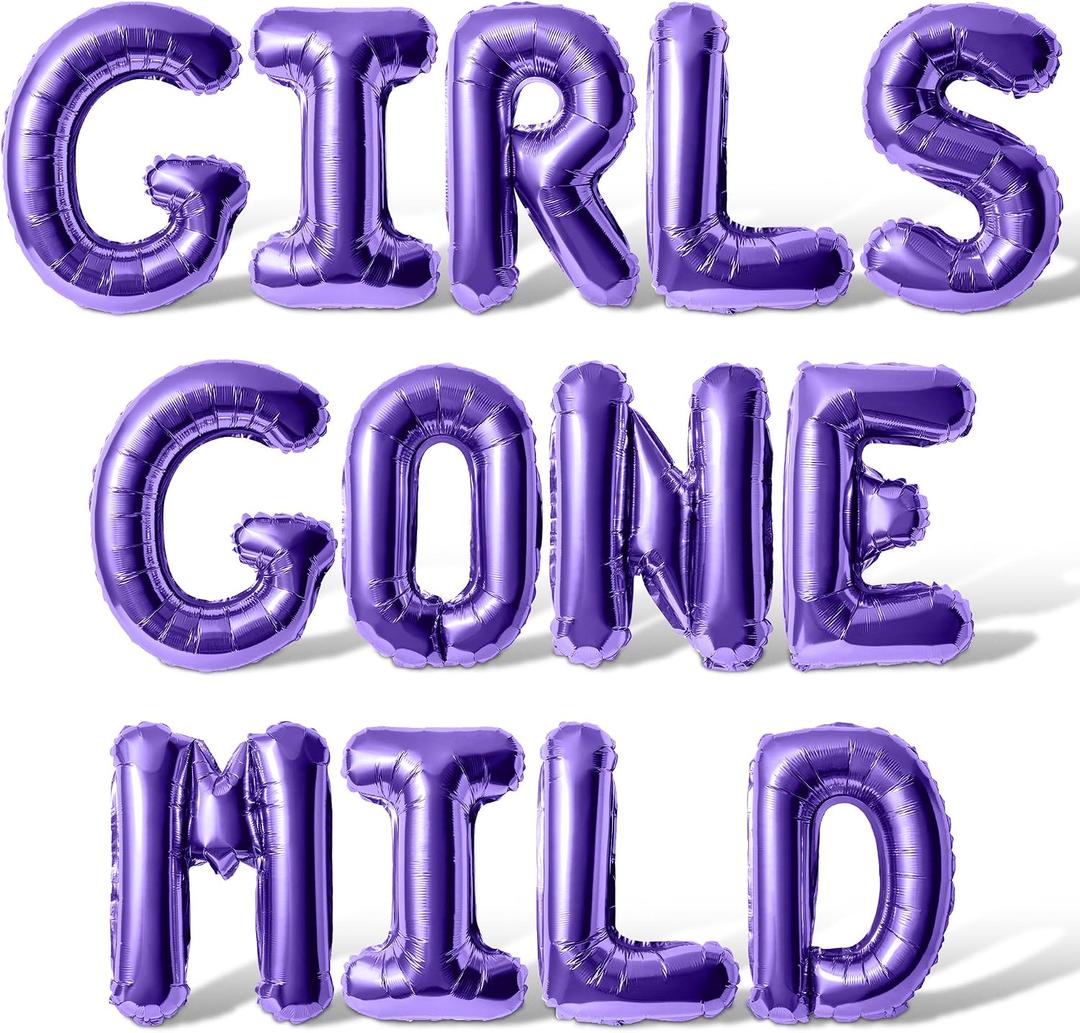 Letter Balloons - GIRLS GONE MILD 16" Inch Alphabet Letters Foil Mylar Balloon Bachelorette Party Banner (Purple)