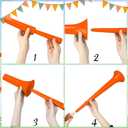 6 Pcs Collapsible Stadium Horn for Adult, 21 Inch, Plastic Vuvuzela Trumpet Noisemakers for Sports Events, Carnivals, Parties, Orange