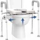 Raised Toilet Seat with Handles - Toilet Seat Riser for Seniors with Adjustable Width & Height, 400 lbs Elevated Toilet Seat Riser for Handicap, Disabled and Pregnant, Fit Any Toilet-Grey