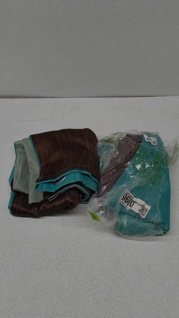 Estelar Textiler Teal and brown Blackout Curtains 63 Inches Long, Room Darkening Grommet Curtains for Bedroom, Thermal Insulated Ombre Blackout Drapes for Living Room, 52Wx63L, 2 Panels