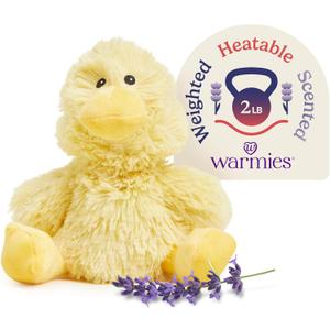 warmies Microwavable & Weighted Stuffed Animals, Duck - Heated Stuffed Animal Plushie for Warmth & Comfort - Cute Soft Plush Toys for Adults & Children (Boys, Girls, Babies & Toddlers)