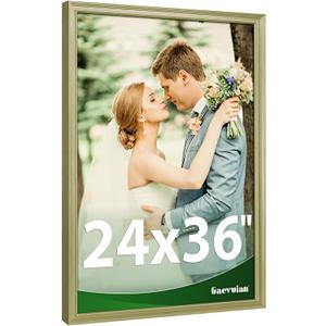 24x36 Poster Frame, High Definition Plexiglass for 24x36 Frame, Vintage Poster Frames 24 x 36 inches Rustic Distressed Pattern, Wall Mount Display, Vintage Beige 1Pack