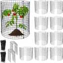 10 Pack Round Plant Protector from Animals, 12'' x 12'' Metal Plant Cages30Pcs Metal Mesh to Keep Animals Out, Garden Protection Bunny Barricades, Wire Plant Protectors for Rabbits Chicken Duck
