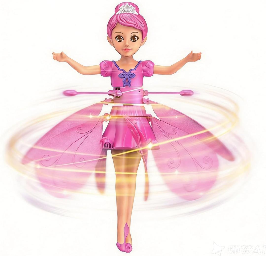 Flying Fairy Doll Toy with Rotating Skirt Wings, Magic Flying Fairy Princess Doll with Hand-Guided Infrared Induction Flying Toy with LED Lights,USB Rechargeable Sky Dancers Flying Dolls (Pink), 2.3 inches x 7.8 inches x 6.3 inches