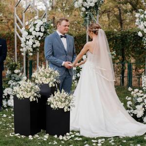 Zonon 3 Pcs Square Pedestal Stands for Party, Metal Display Stands Pillars for Wedding Bridal Ceremony Baby Shower Birthday Party Decorations, 29.5*13.4''(L), 23.6*11.8''(M), 19.7*10.2''(S)(Black)