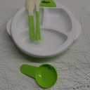Matyz Baby Feeding Suction Warm Plate with Draining and Drying Design - Stay Put Divided Plate for Kids - Including 1 Toddler Plate and 2 Spoons - Microwave & Dishwasher Safe (Green)