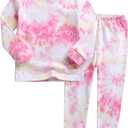VAENAIT BABY 12M-12Y Toddler Kids Boys Girls 100% Cotton Marbling Tiedye Sung Fit Sleepwear Pajamas 2pcs Pjs Set (6-7 Years, D02-pinkyellow)