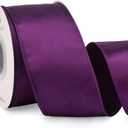 Ribbli Purple Satin Wired Ribbon 2.5 Inch Purple Christmas Ribbon for Gift Wrapping Wreaths Garland Tree Decoration Crafts Home Decor-Continous 20 Yards